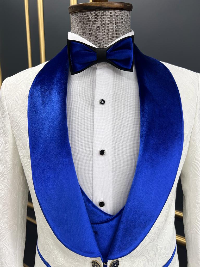 Custom Design Tuxedo Suit - White