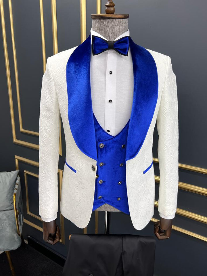 Custom Design Tuxedo Suit - White