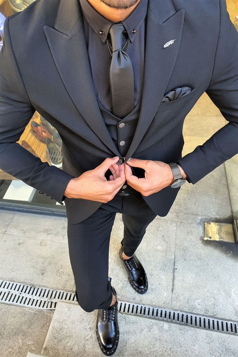 Slim Fit Lycra Vest Suit - MenStyleWith