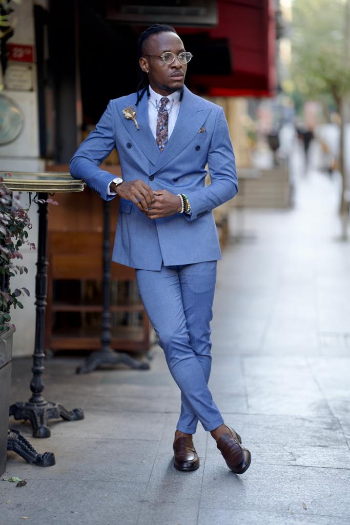 Double-breasted Suit -  Blue