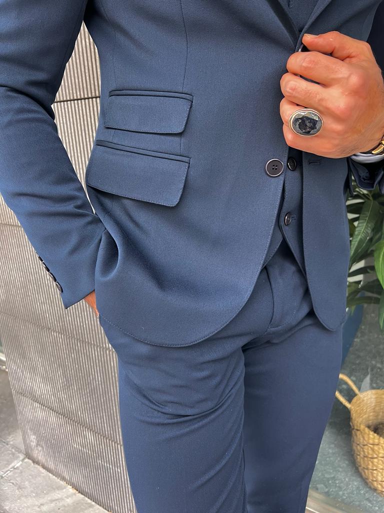 Double Pocket Detailed Suit - Blue