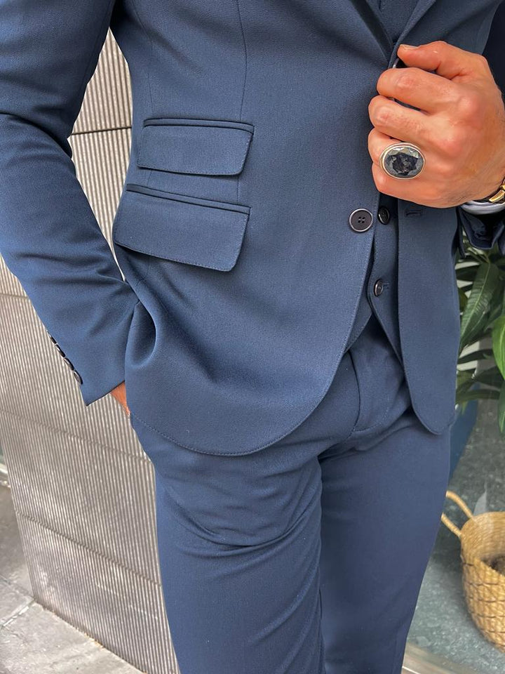 Double Pocket Detailed Suit - Blue