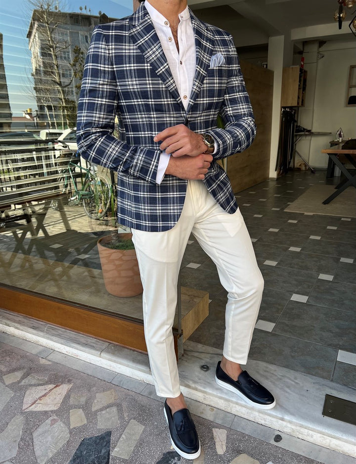 Checkered Double Slit Jacket - MENSTYLEWITH