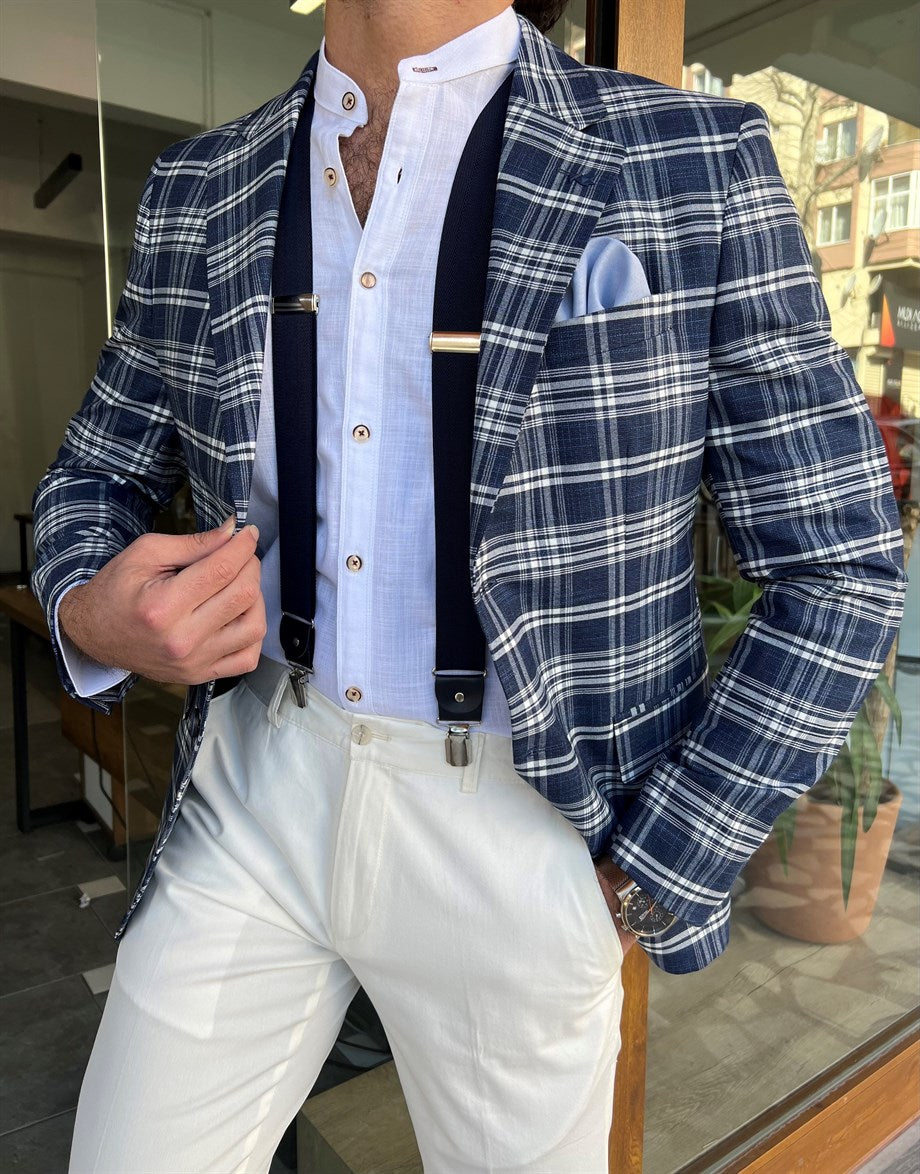 Checkered Double Slit Jacket - MENSTYLEWITH