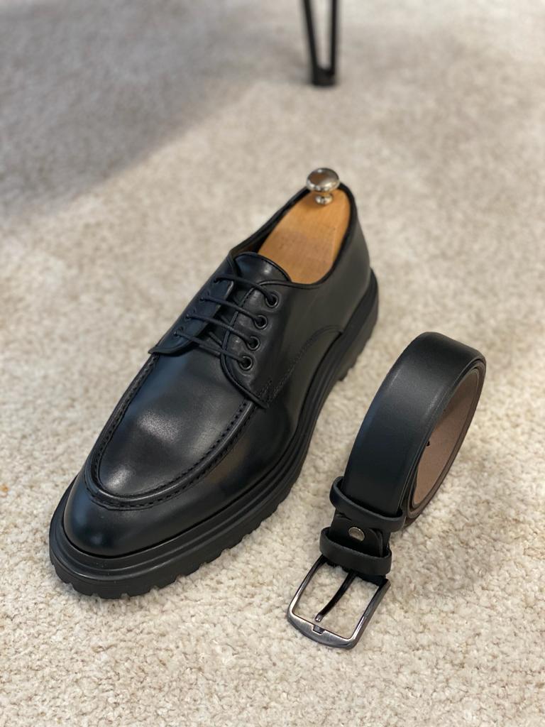 Shelton Special Edition Genuine Leather Eva Black Shoes - MENSTYLEWITH