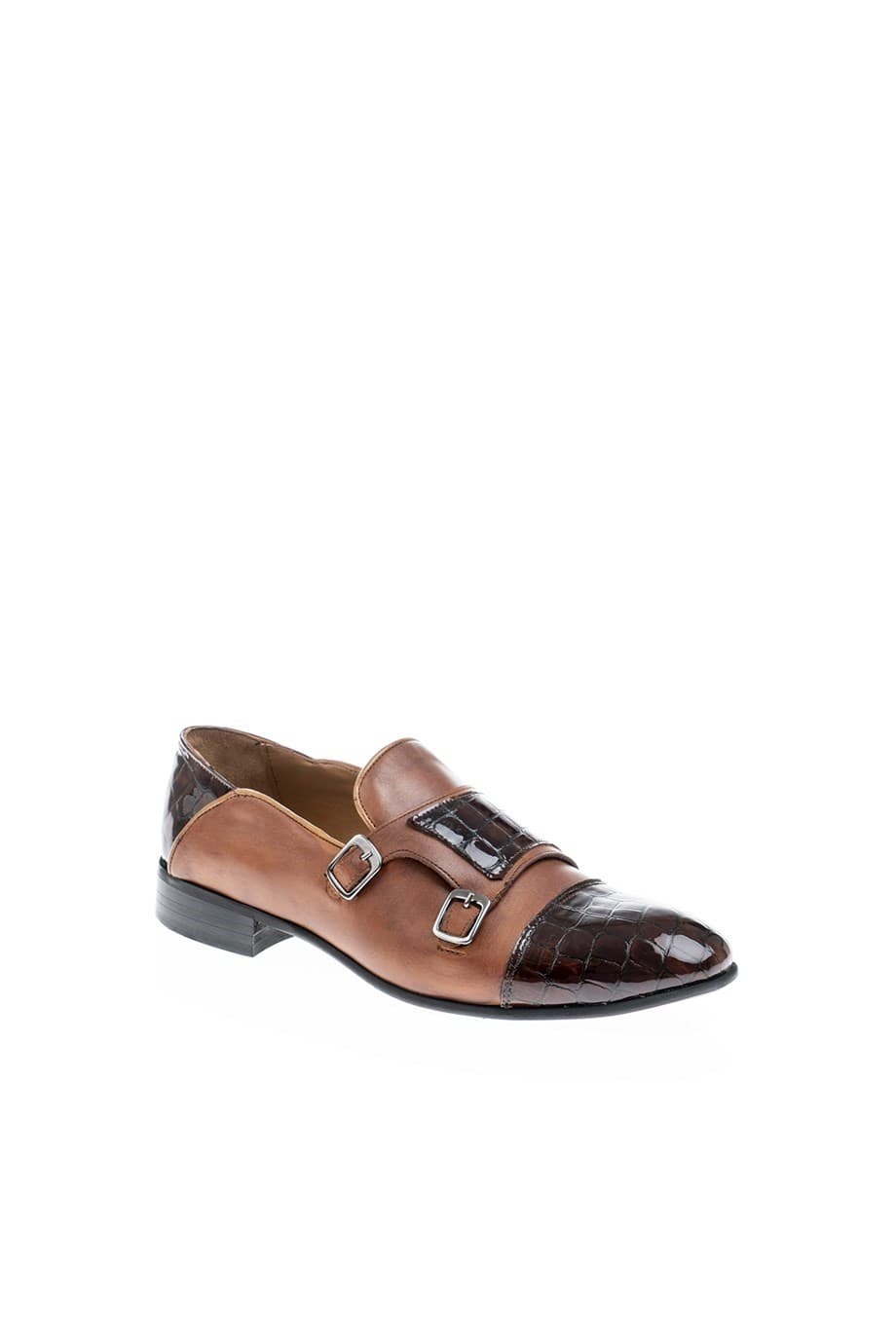 Croco Detail Double Buckled Loafer - MENSTYLEWITH