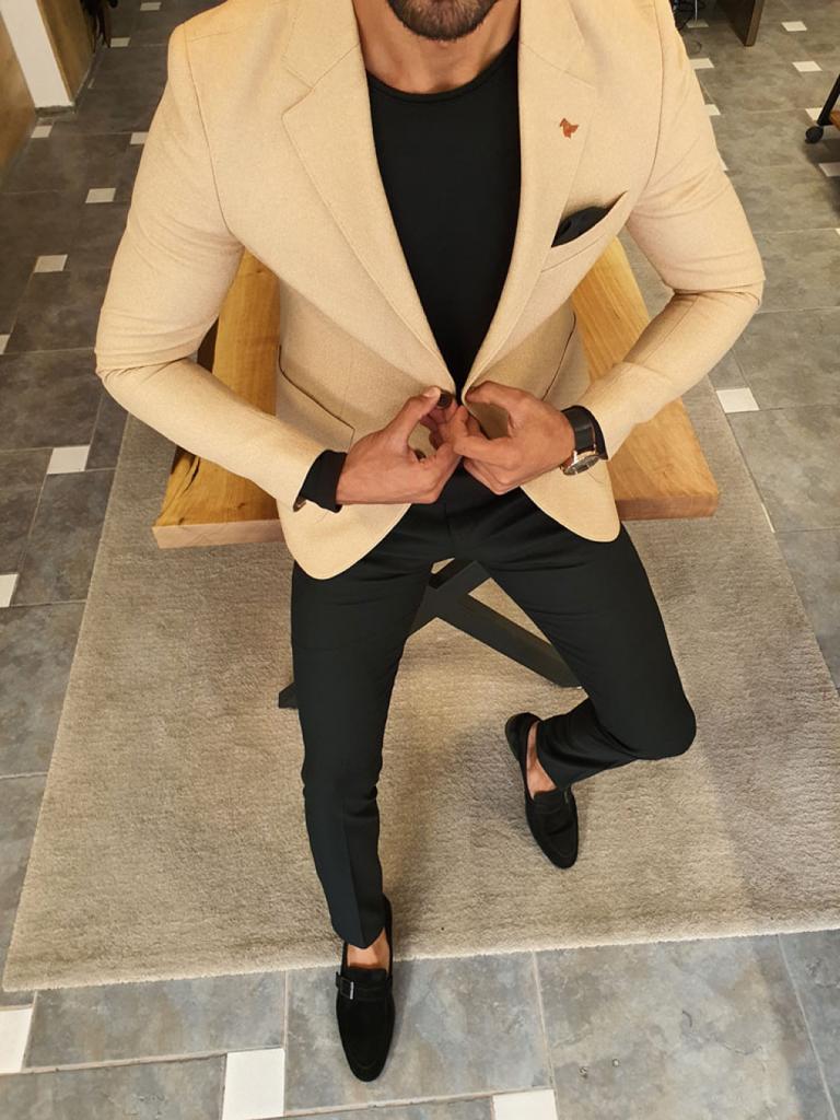 Slim Fit Beige Blazer