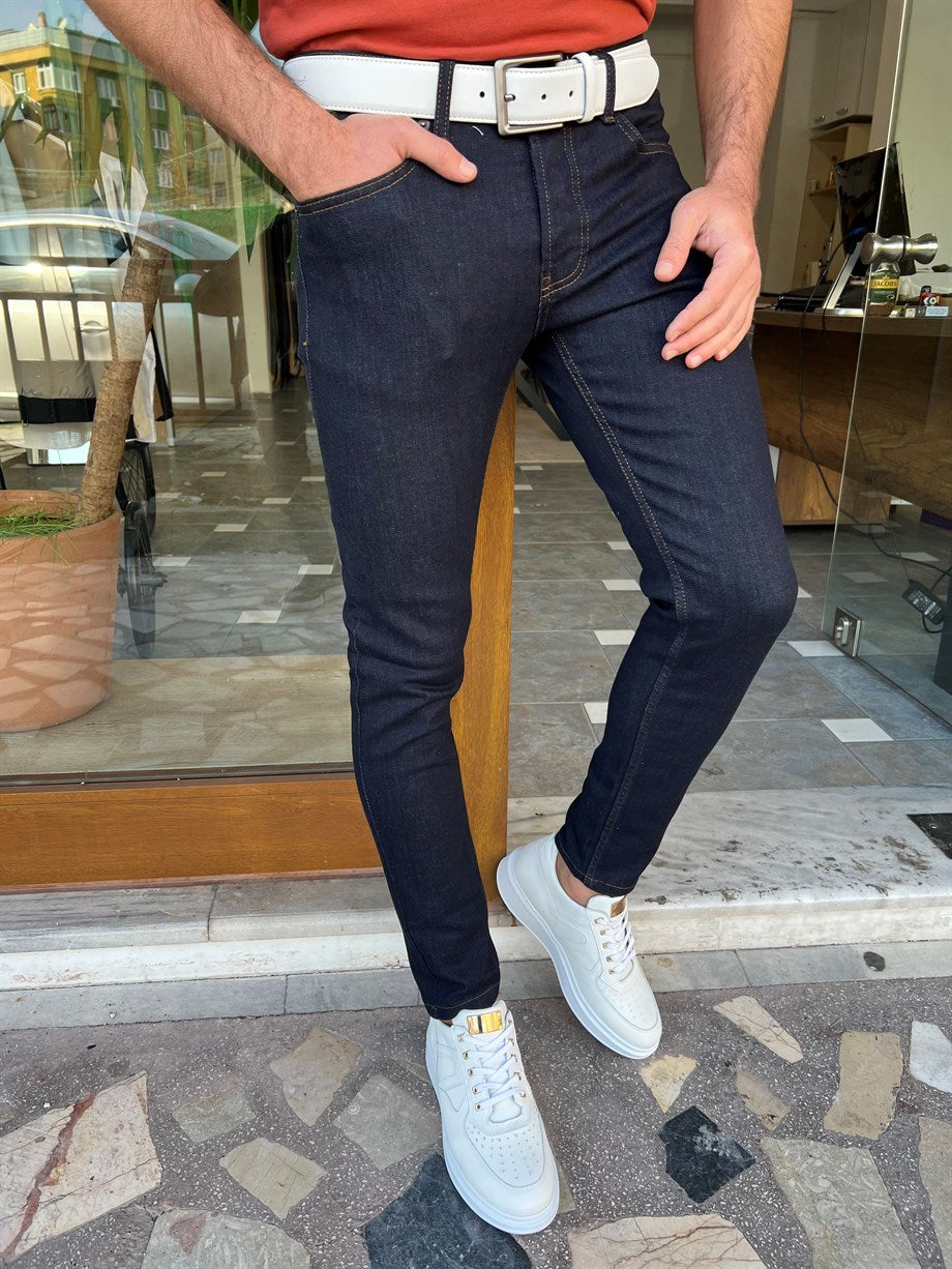 Slim Fit Stitched Jeans - MENSTYLEWITH
