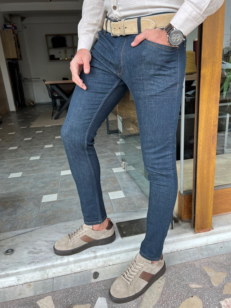 Slim Fit Stitched Jeans - MENSTYLEWITH