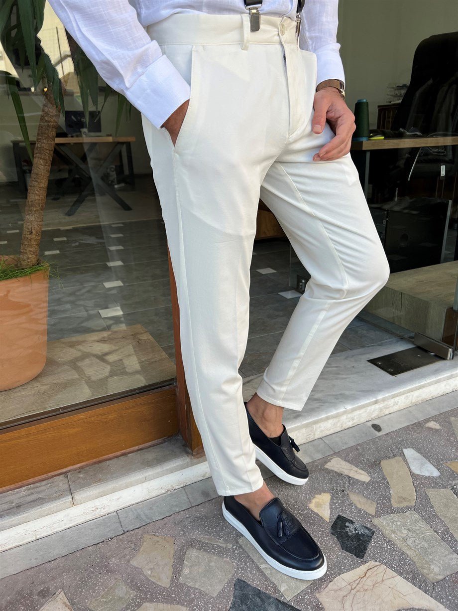 Slim Fit Side Pocket Linen Trousers - MENSTYLEWITH