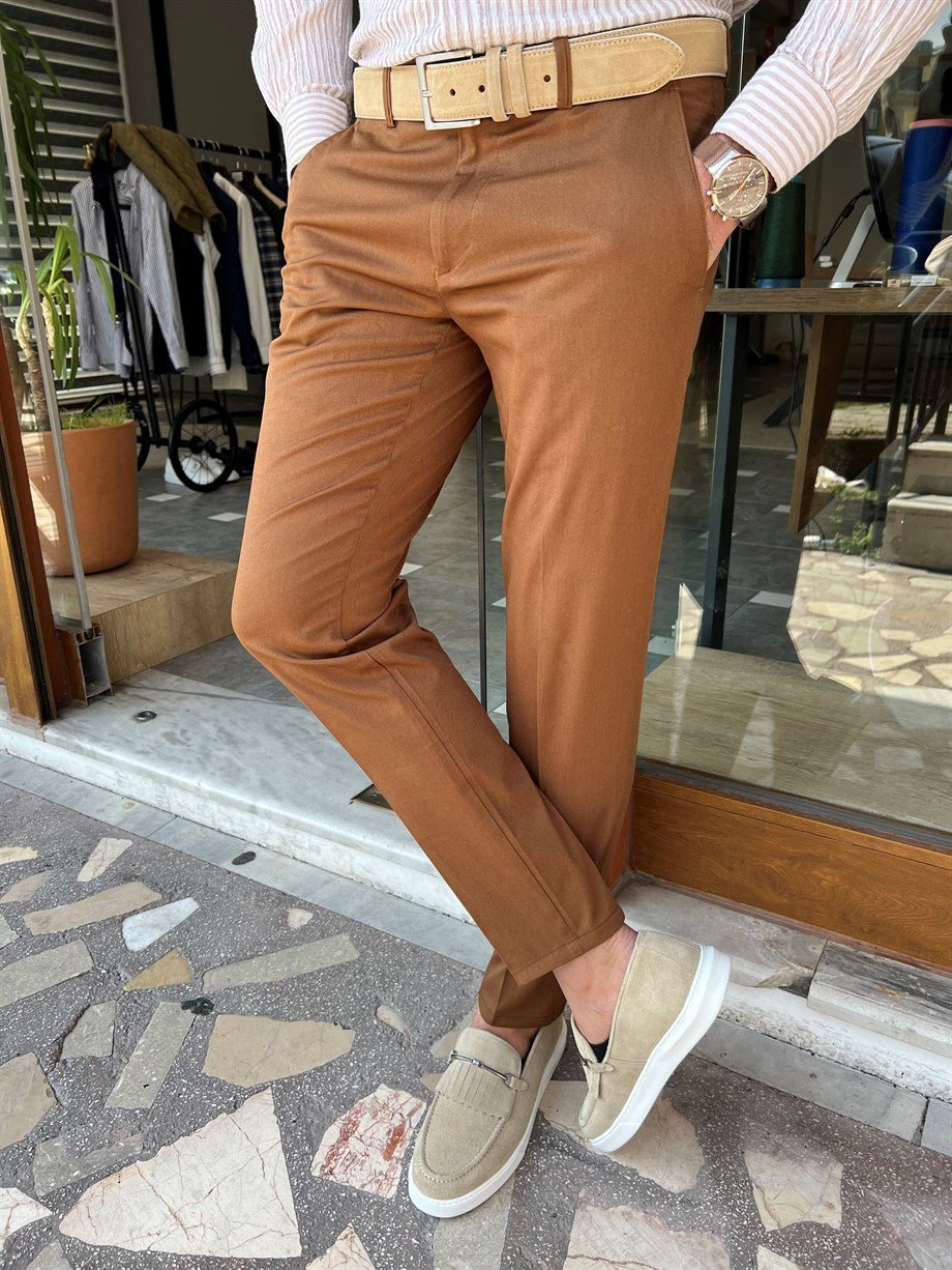 Slim Fit Side Pocket Linen Trousers - MENSTYLEWITH