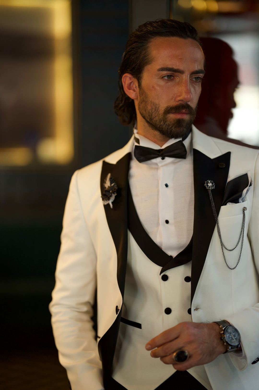 Slim Fit White Tuxedo