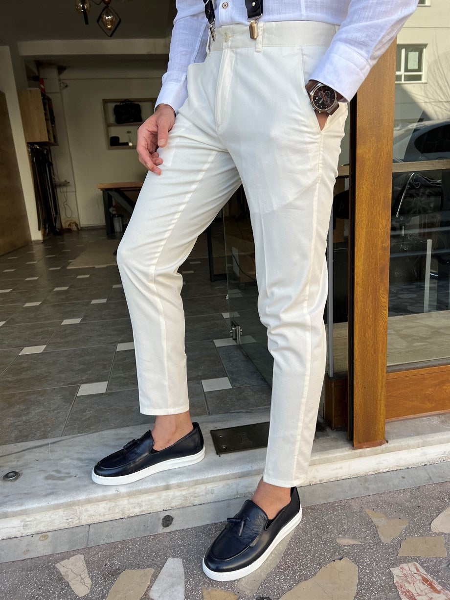 Slim Fit Side Pocket Linen Trousers - MENSTYLEWITH