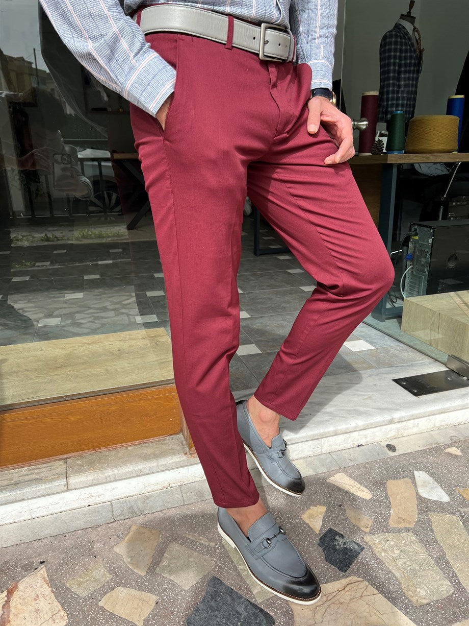 Slim Fit Side Pocket Linen Trousers - MENSTYLEWITH