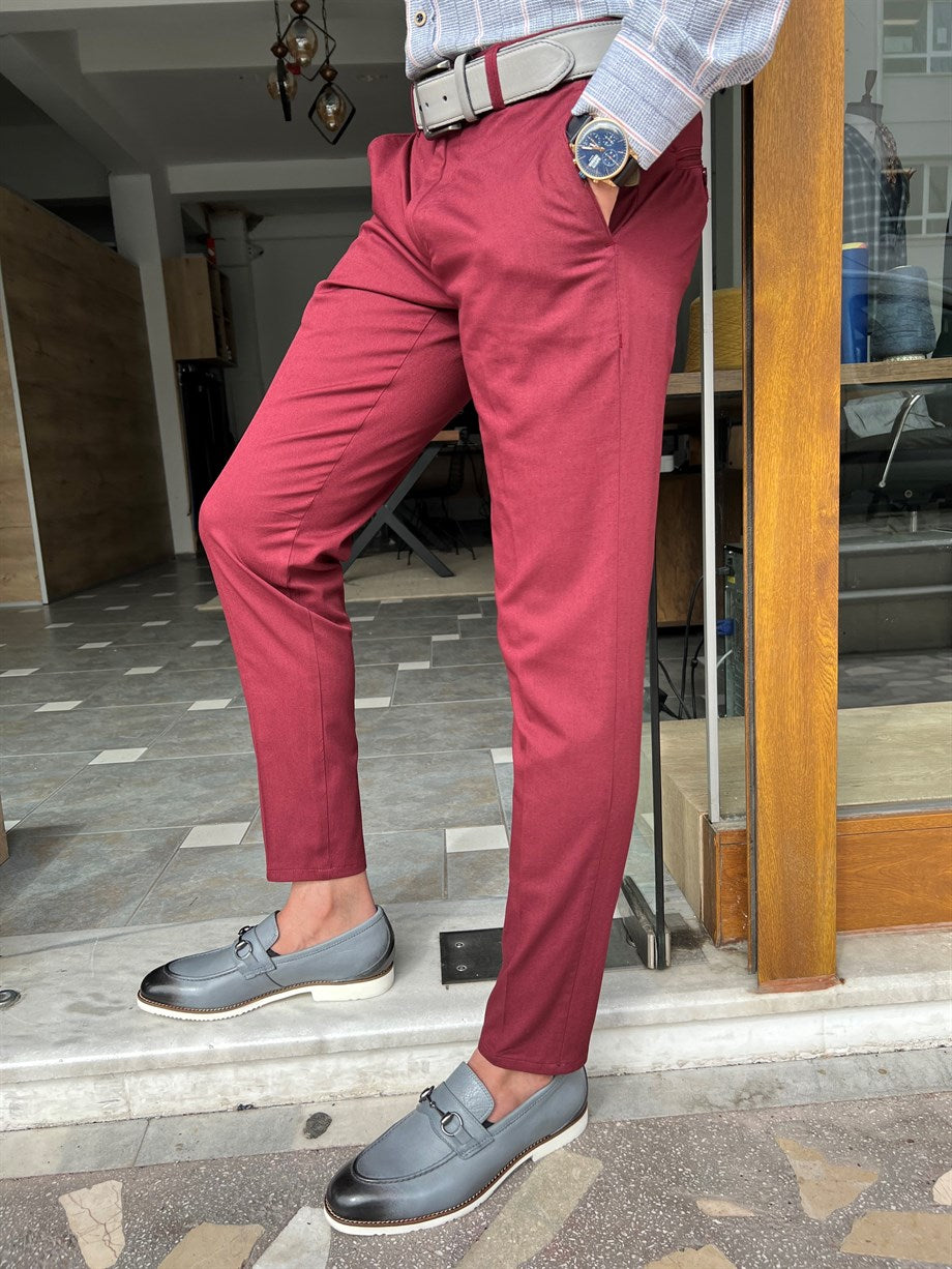 Slim Fit Side Pocket Linen Trousers - MENSTYLEWITH