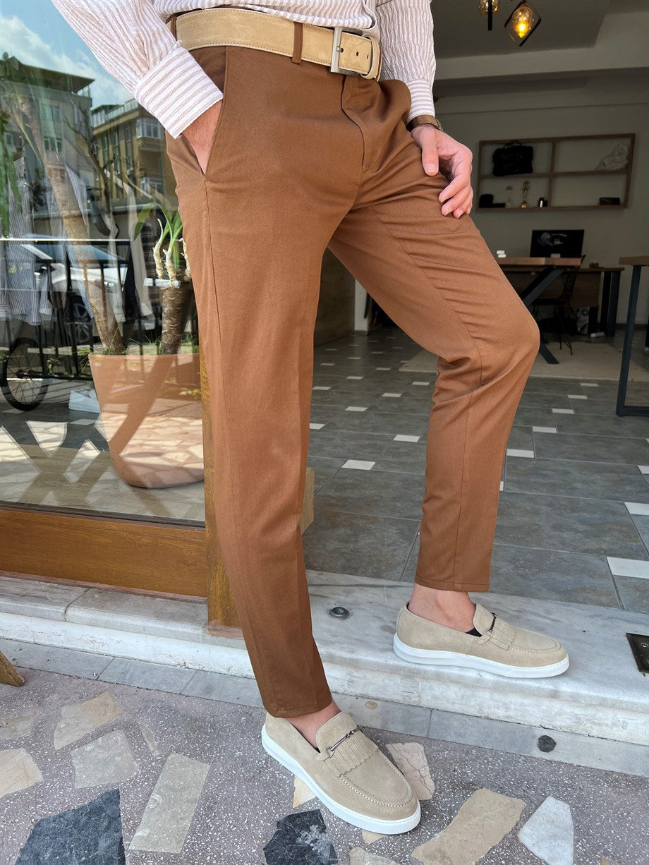 Slim Fit Side Pocket Linen Trousers - MENSTYLEWITH
