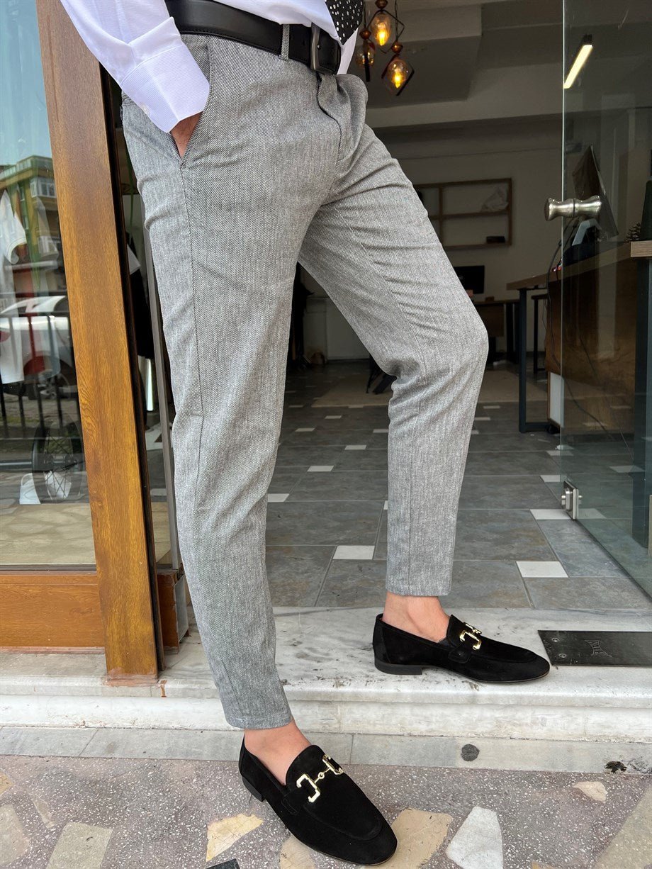 Striped Side Pocket Slim Fit Trousers - MENSTYLEWITH