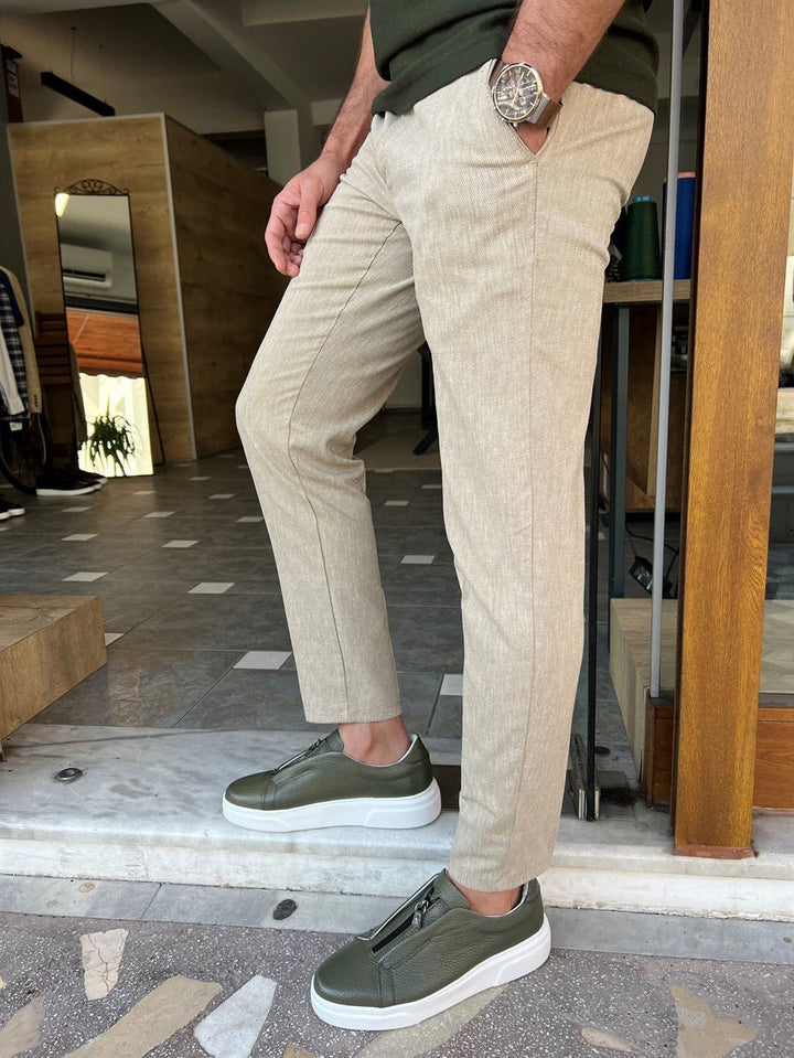 Striped Side Pocket Slim Fit Trousers - MENSTYLEWITH