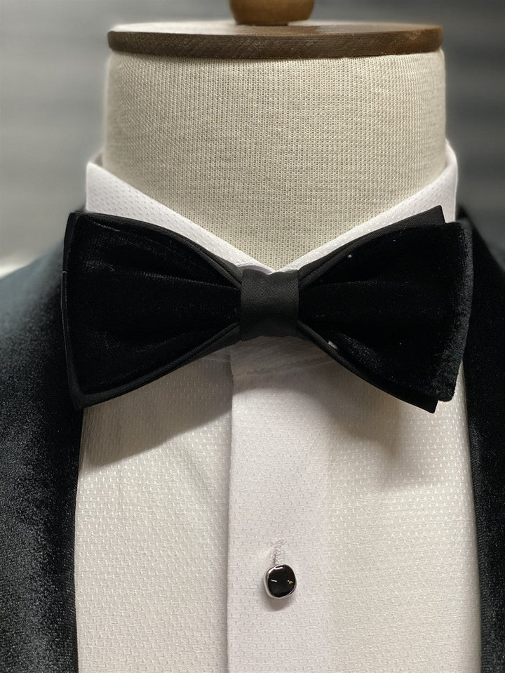 Velvet Collar and Double Button Detailed Groom - MenStyleWith