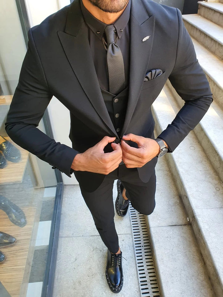 Verno Slim fit BiStretch Black Suit