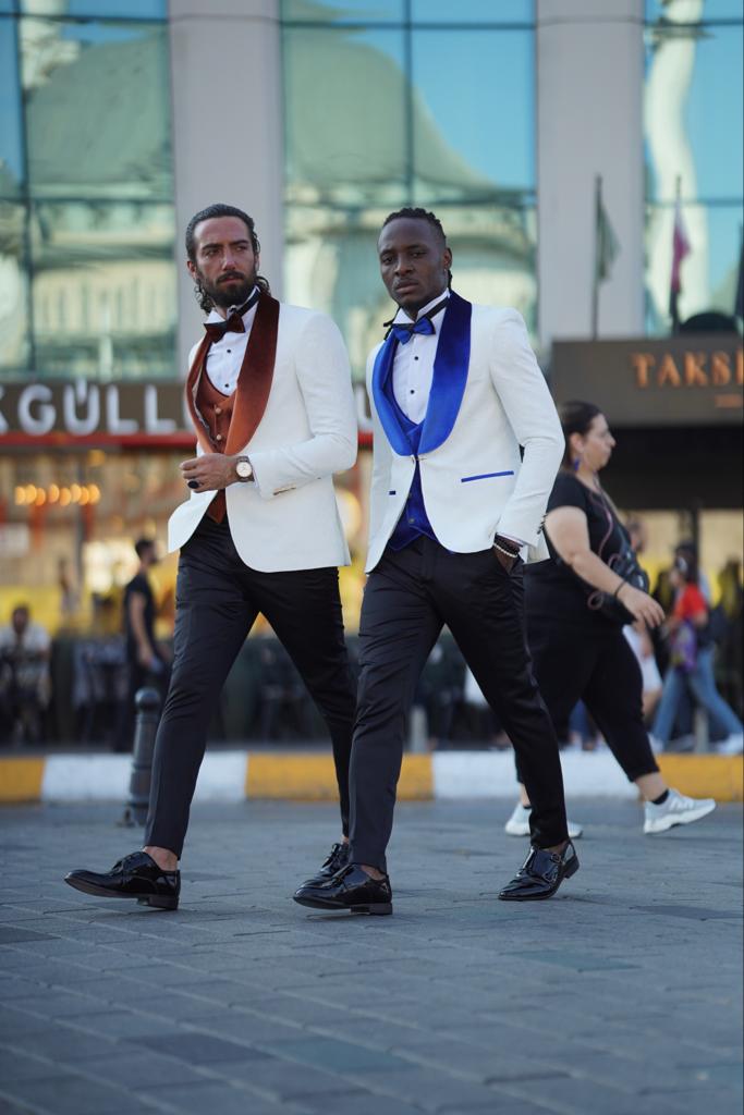 White Custom Design Tuxedo Suit