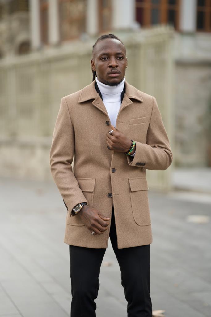 Wool Bag Pocket Cachet Coat- Camel